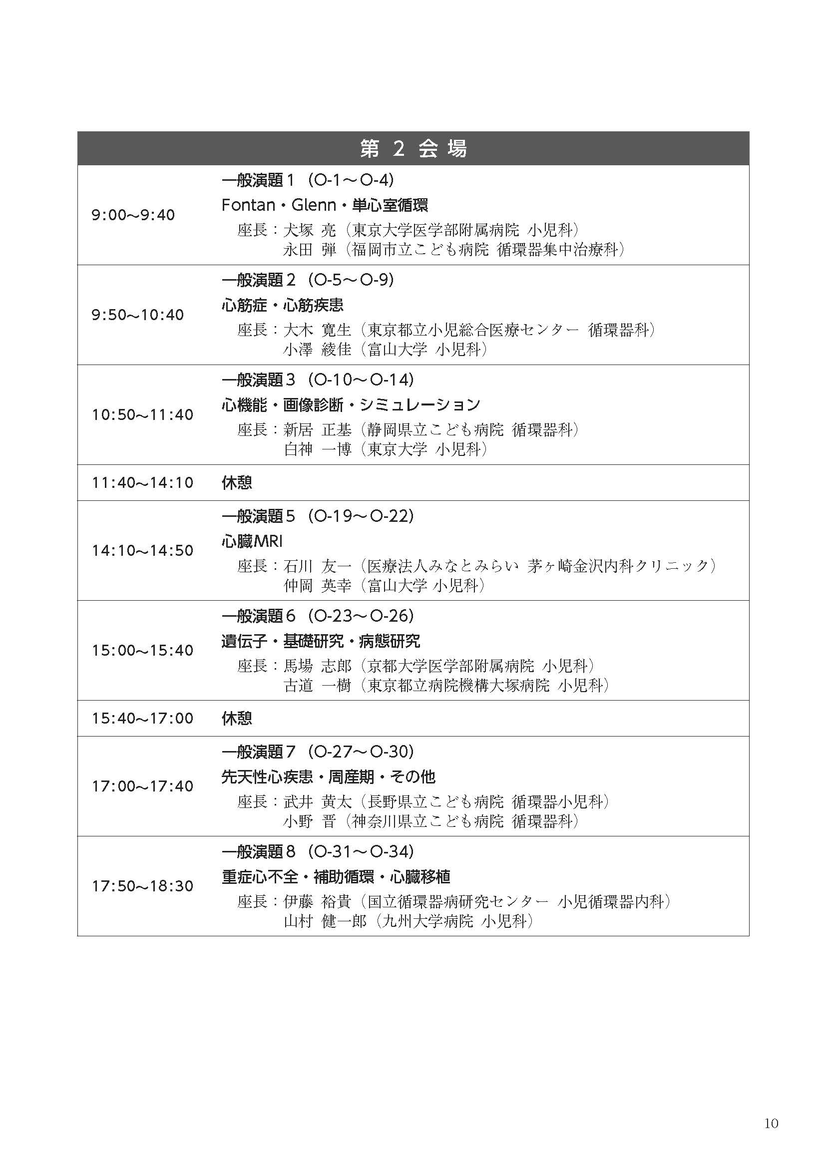 第2会場プログラム